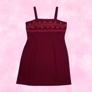 Burgundy Floral Mini Dress